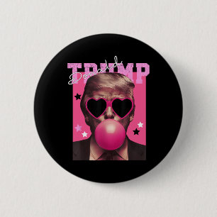 Donald Trump bläst Bubble Gum Pinke Sonnenbrille T Button