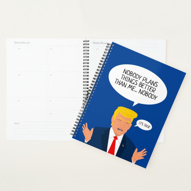 Donald Trump Cartoon mit humorvollem Zitatplaner Planer (Anzeige)