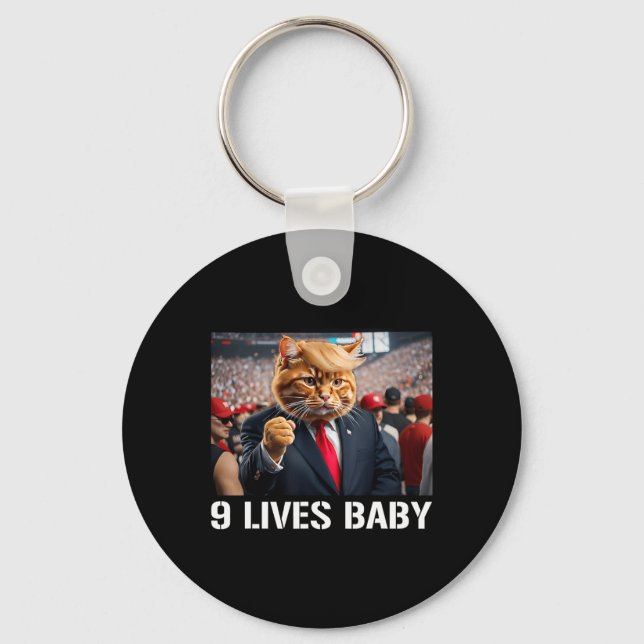 Donald Trump Cat Nine Lives Baby Schlüsselanhänger (Vorderseite)