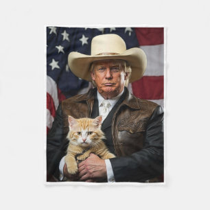 Donald Trump Cat Shirt Cowboy American Flag Flag Fleecedecke