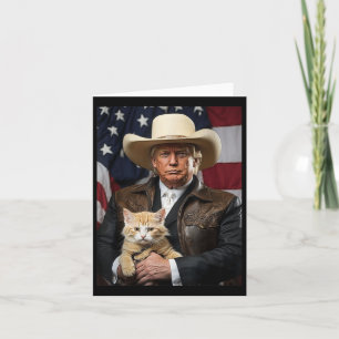 Donald Trump Cat Shirt Cowboy American Flag Flag Karte
