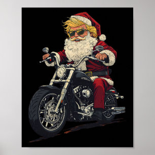 Donald Trump Christmas Biker Motorbike Funny Santa Poster