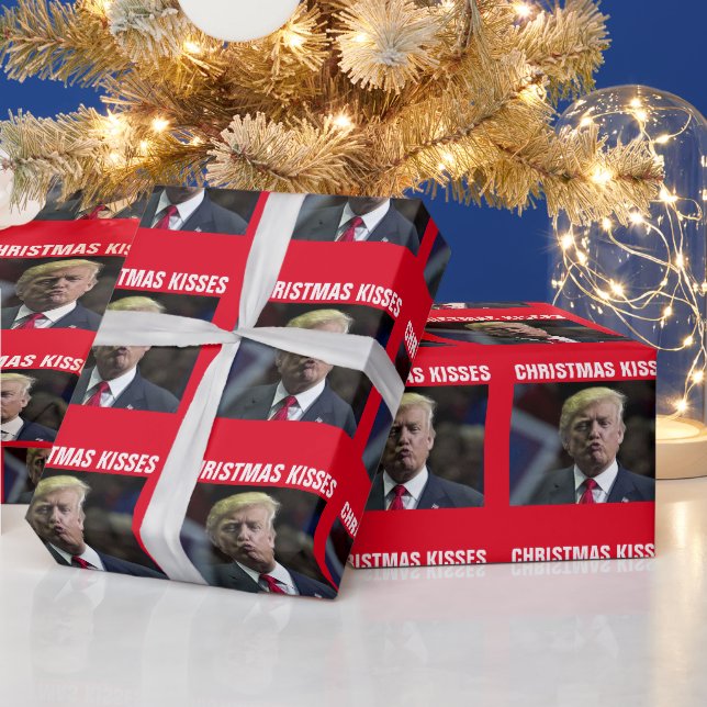 DONALD TRUMP CHRISTMAS KISSES KISS WRAPPING PAPIER GESCHENKPAPIER (Feiertage)