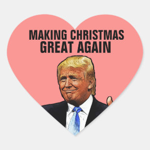 DONALD TRUMP CHRISTMAS STICKERS, WIEDER GROSS Herz-Aufkleber