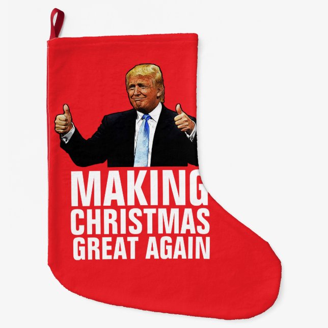 DONALD TRUMP CHRISTMAS STRUMPF, Funny Großer Weihnachtsstrumpf (Vorderseite)
