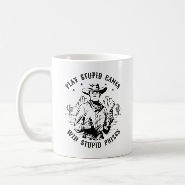 Donald Trump Cowboy - Spielen Sie Stupid Games Kaffeetasse (Links)