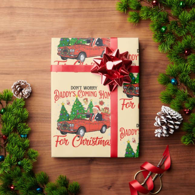 Donald Trump Daddys kommende Zuhause zu Weihnachte Geschenkpapier (Feiertagsgeschenk)