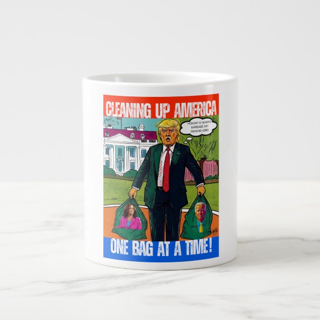 DONALD TRUMP - DIE REINIGUNG AMERIKAS, EINEN BEUTE Jumbo-Tasse (Vorderseite)