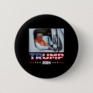 Donald Trump fährt in Garbage Truck 1 Button