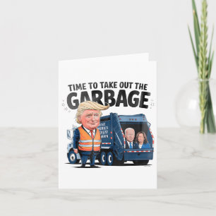 Donald Trump fährt in Garbage Truck Einerwachsene Karte