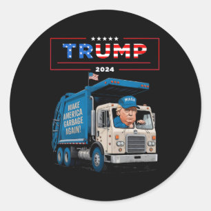 Donald Trump fährt in Garge Truck Shirt Garge für Runder Aufkleber