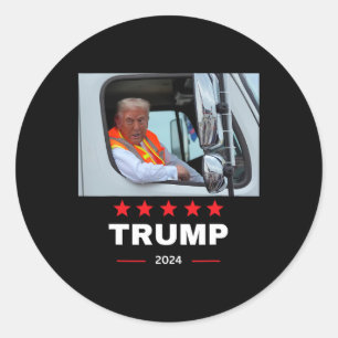Donald Trump fährt in riesigem Lastwagen 2 Runder Aufkleber