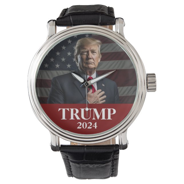 Donald Trump Foto 2024 Behalte Amerika Groß Armbanduhr (Vorderseite)