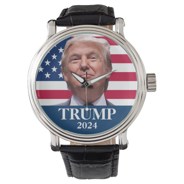Donald Trump Foto 2024 Behalte Amerika Groß Armbanduhr (Vorderseite)