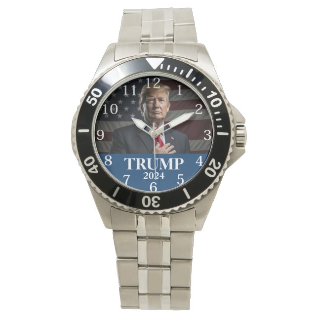 Donald Trump Foto 2024 Behalte Amerika Groß Armbanduhr (Vorderseite)