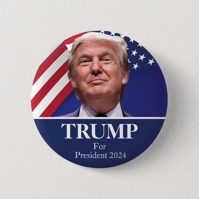 Donald Trump Foto - Präsident 2024 Pinback Button (Vorderseite)