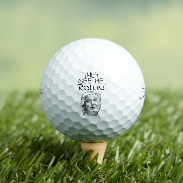 DONALD TRUMP FUNNY GOLF BALLS ROLLIN' GOLFBALL (Insitu T-Shirt)