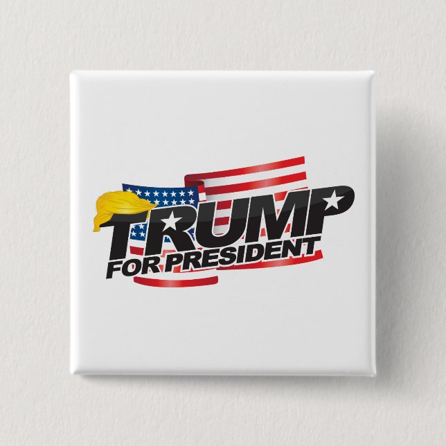 Donald Trump für den Präsidenten (mit Haar) Button (Vorderseite)