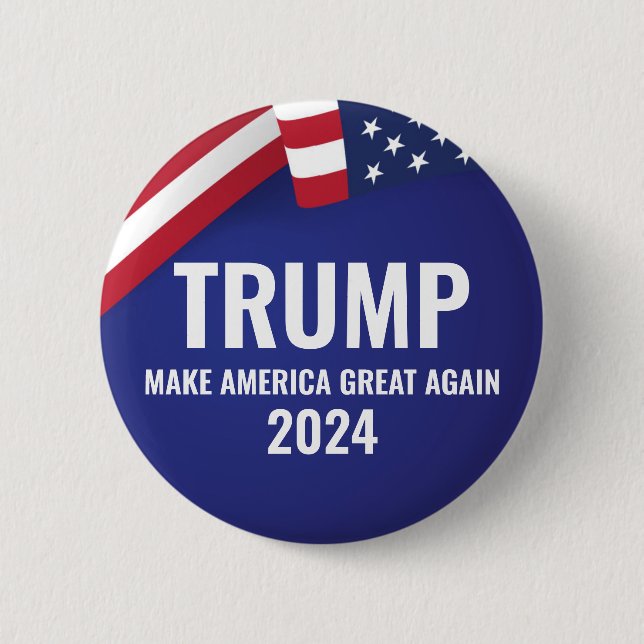 Donald Trump für Präsident 2024 Moderner Schwung Button (Vorderseite)