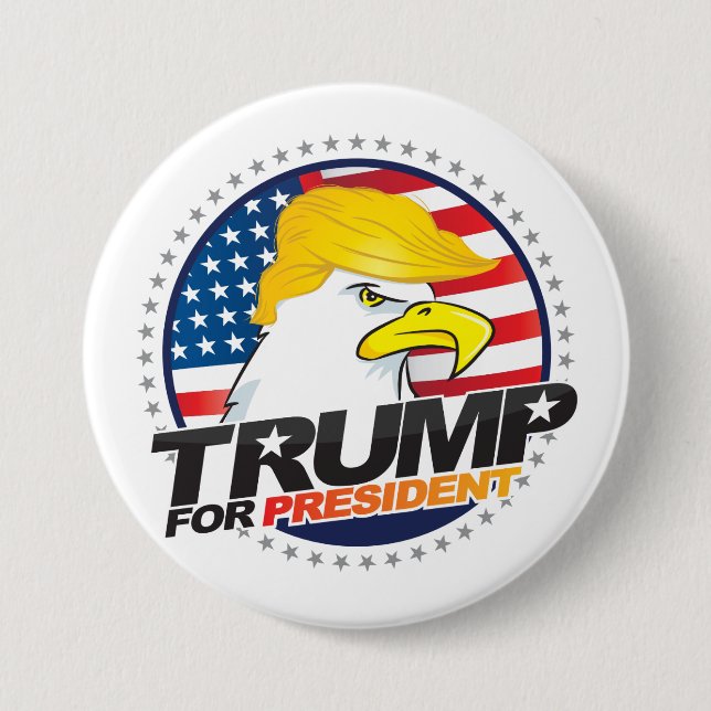 Donald Trump für Präsident Eagle Hair Button (Vorderseite)