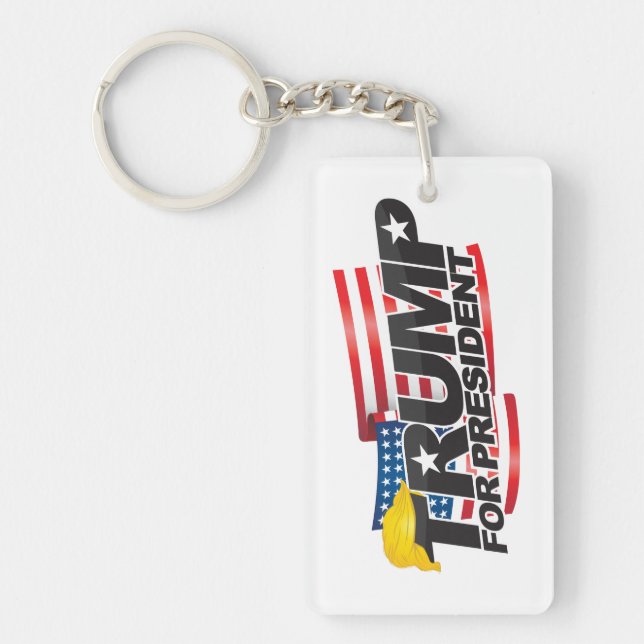 Donald Trump für Präsident (mit Haar) Schlüsselanh Schlüsselanhänger (Vorderseite)