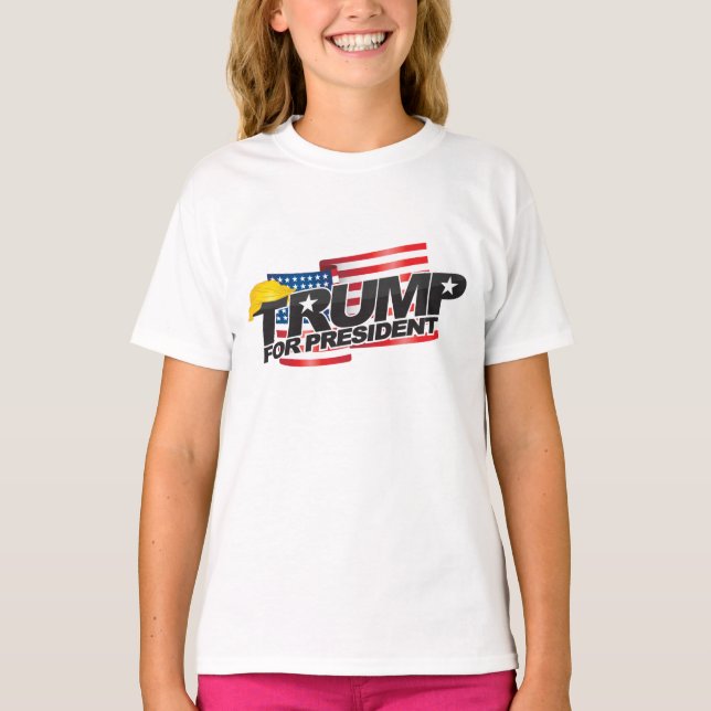 Donald Trump für Präsident (mit Haar) T-Shirt (Vorderseite)