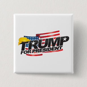 Donald Trump für Präsidenten (mit dem Haar) Knop Button