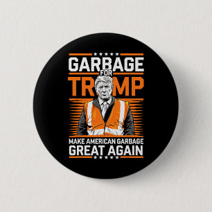 Donald Trump Garbage Orange Reflection Safety Vest Button