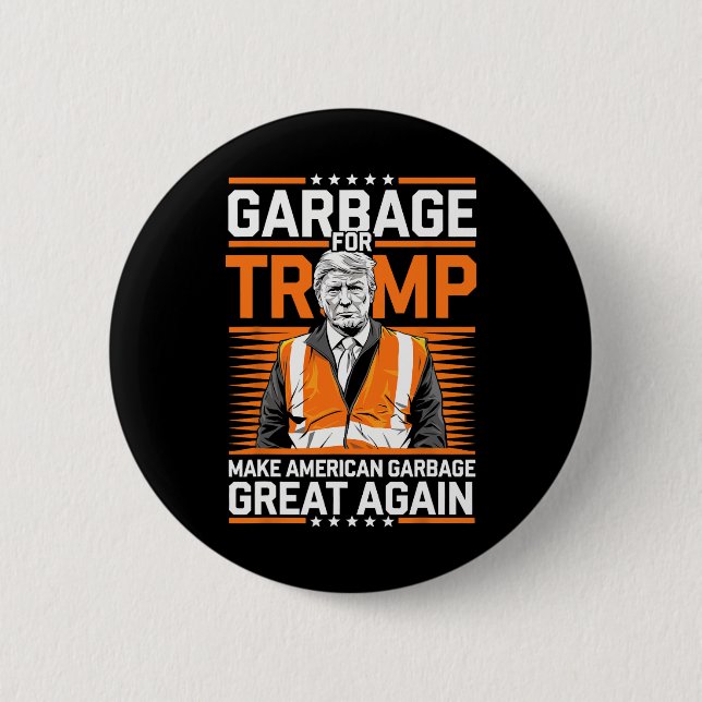 Donald Trump Garbage Orange Reflection Safety Vest Button (Vorderseite)