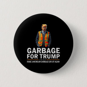 Donald Trump Garbyge Orange Reflektive Safety Vest Button