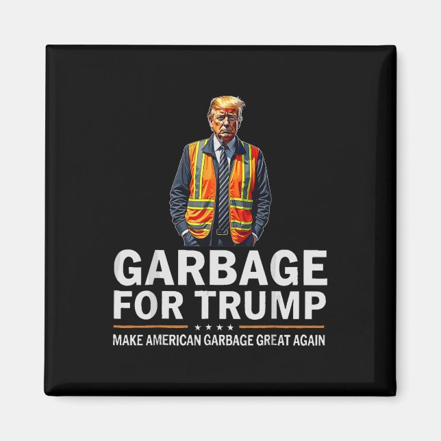 Donald Trump Garbyge Orange Reflektive Safety Vest Magnet (Vorne)