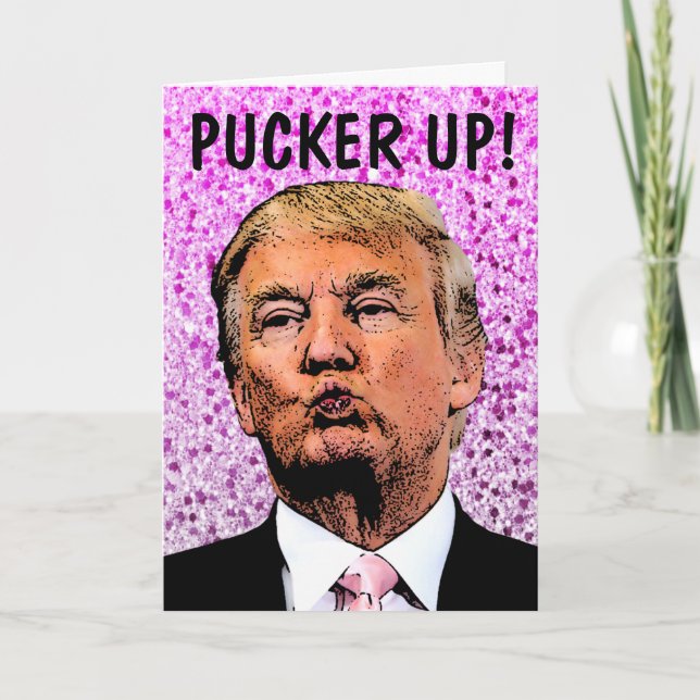 DONALD TRUMP GLITZER BIRTHDAY KISS CARDS KARTE (Vorderseite)
