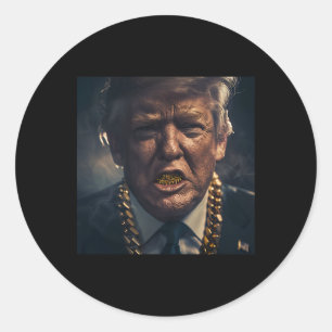 Donald Trump Gold Grillz Runder Aufkleber