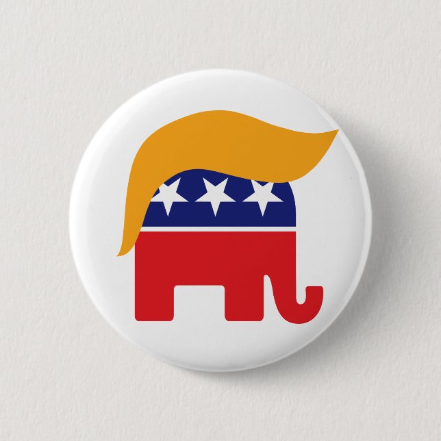 Donald Trump GOP Elephant Hair Button (Vorderseite)