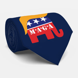 Donald Trump Hair GOP Elephant Logo MAGA Krawatte