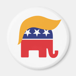 Donald Trump Hair GOP Elephant-Logo Magnet