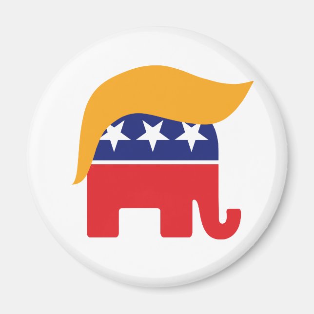 Donald Trump Hair GOP Elephant-Logo Magnet (Vorne)