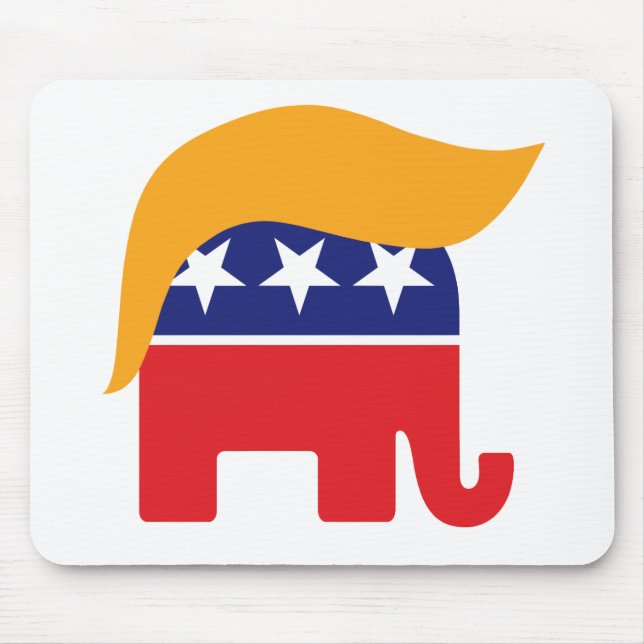 Donald Trump Hair GOP Elephant-Logo Mousepad (Vorne)