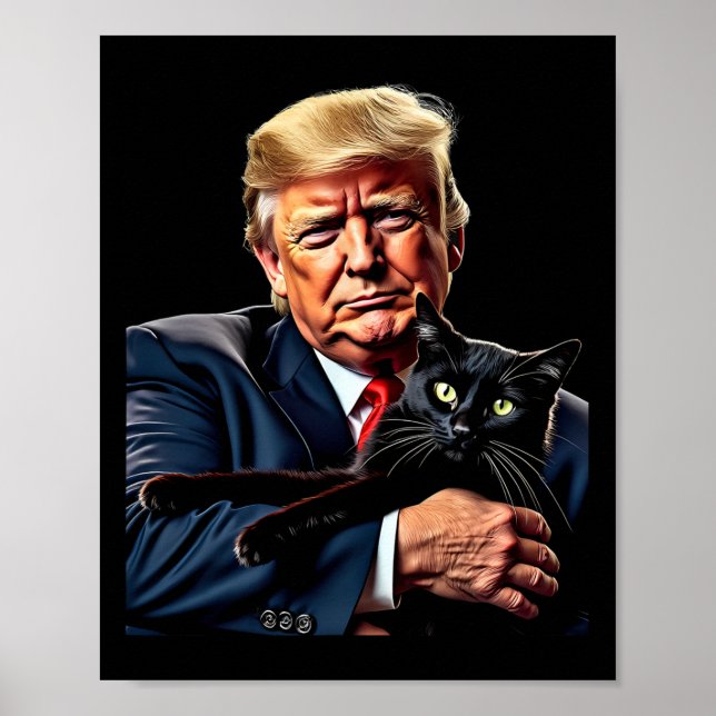Donald Trump Holding Cat Graphic Funny Political M Poster (Vorne)