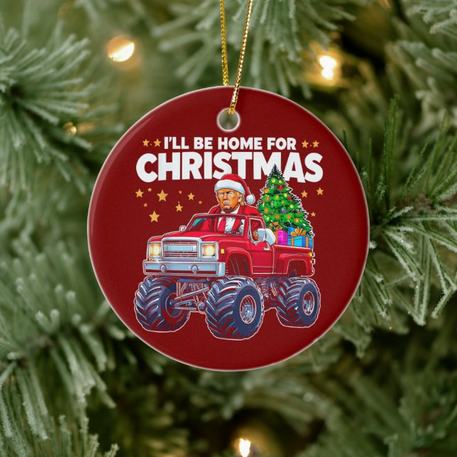 Donald Trump | Ich bin für Weihnachten Zuhause Keramik Ornament (Baum)