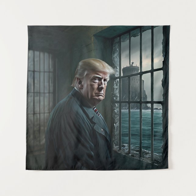 Donald Trump im Gefängnis von Alcatraz Wandteppich (Vorderseite)