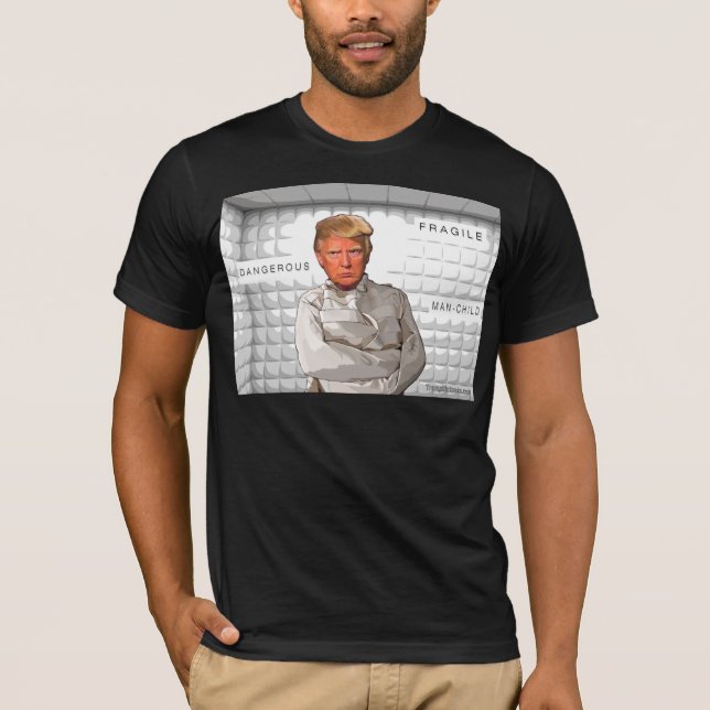 Donald Trump in einem Zwangsjackemalerei T-Shirt (Vorderseite)