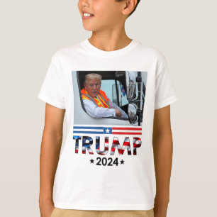 Donald Trump in Garbyge Truck Team Garage für Trum T-Shirt