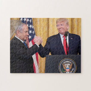 Donald Trump in Israel mit Bibi Netanjahu Puzzle