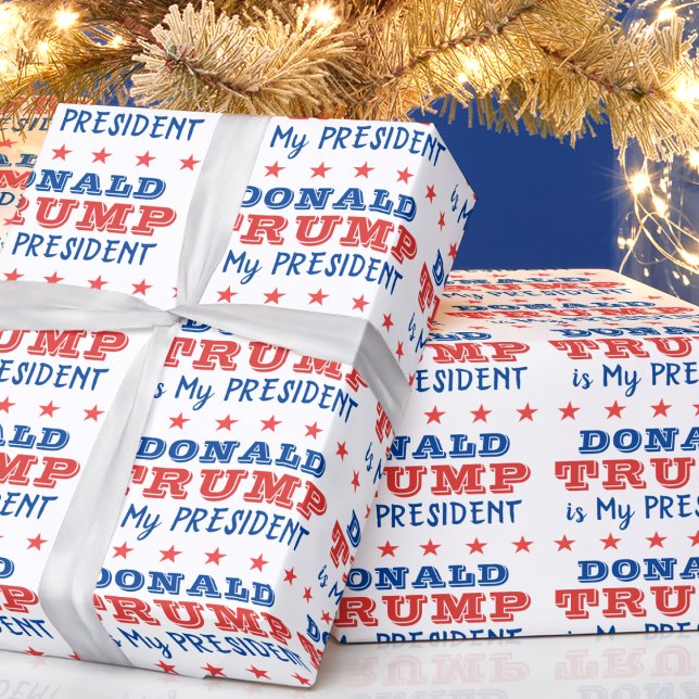 Donald TRUMP ist mein Papier zum Umblättern des Pr Geschenkpapier (in-situ depiction of wrapping paper)