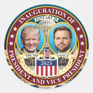 Donald Trump J.D. Vance Amtseinführung 20. Jan. 20 Runder Aufkleber