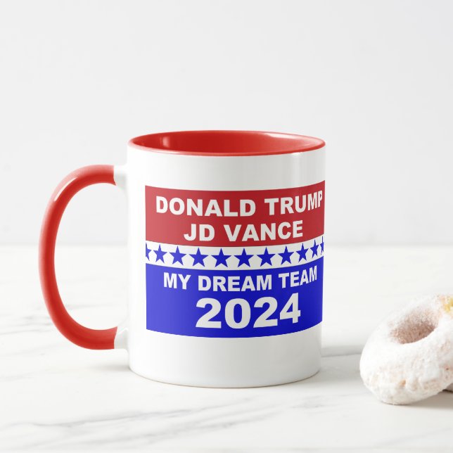 Donald Trump JD Vance My Dream Team 2024 Tasse (Mit Donut)