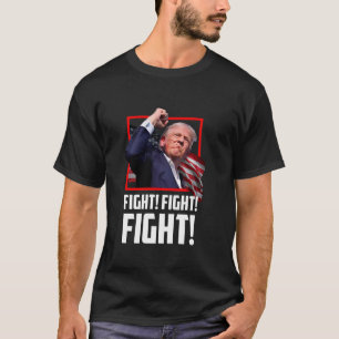 Donald Trump kämpft gegen Anhänger der Kämpfe am T-Shirt