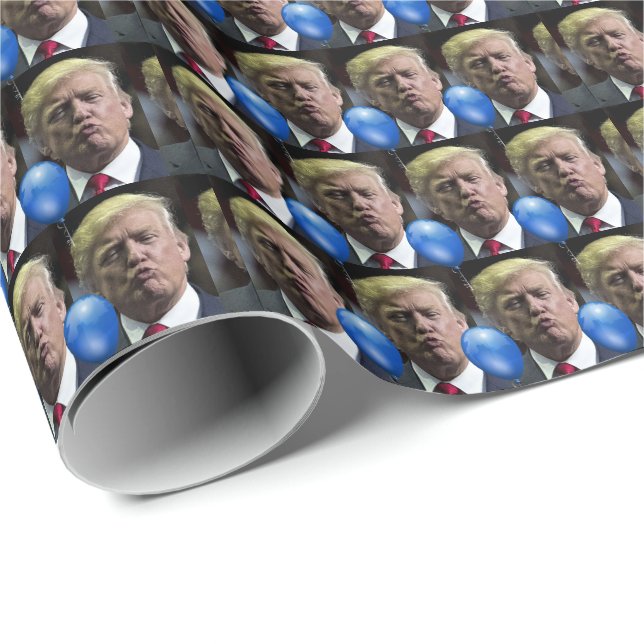 DONALD TRUMP KISS BIRTHDAY FUNNY WRAPPING PAPIER GESCHENKPAPIER (Rolleneckpunkt)