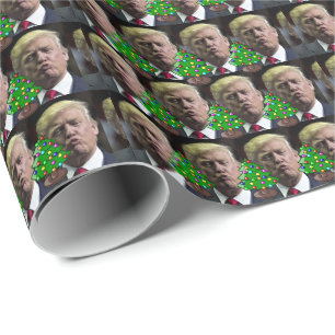 DONALD TRUMP KISS CHRISTMAS FUNNY WRAPPING PAPIER GESCHENKPAPIER
